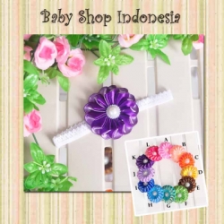 large H093 Bandana Ribbon Flower Pearl 25 ungu tua